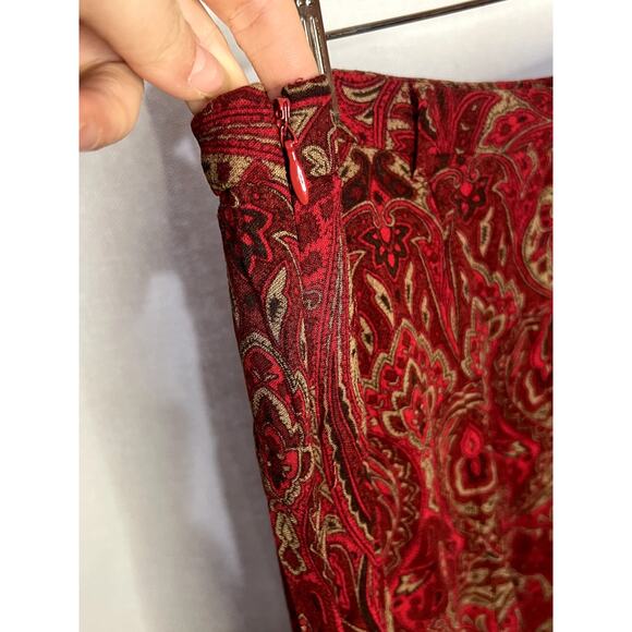 Vintage 90s y2k Evan Picone Witchy Cottage Red Paisley Fall Maxi Skirt - Picture 8 of 11